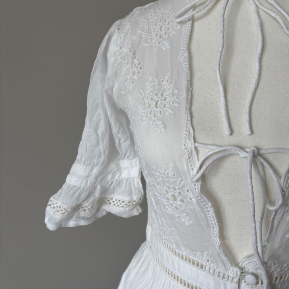 Cotton tie front top eyelet vintage bikini cover up - Picture 7 of 7